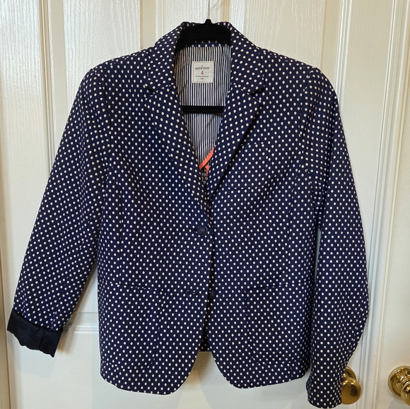 Gap Academy Blazer Navy Blue With White Polka Dot Size 4 - Picture 1 of 4